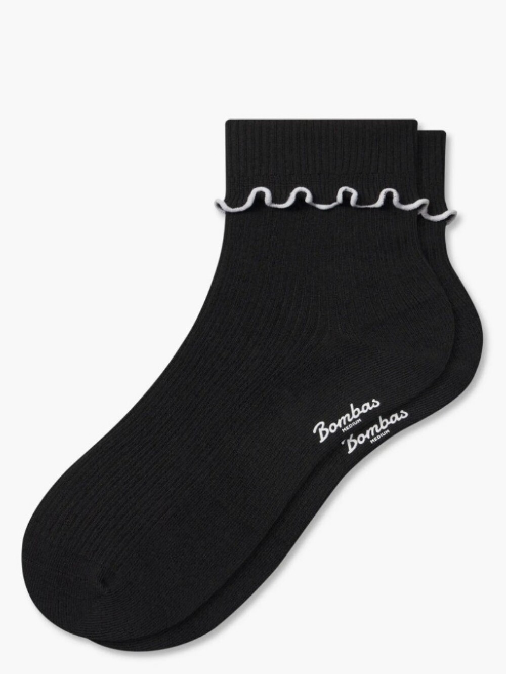 Bombas Ruffle Rib Half Calf Socks- Black
